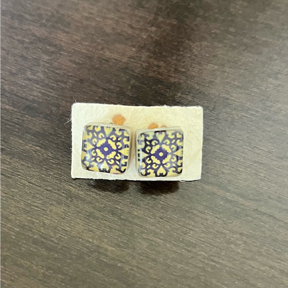 Small blue/white talavera style Mexican earrings (NEW)